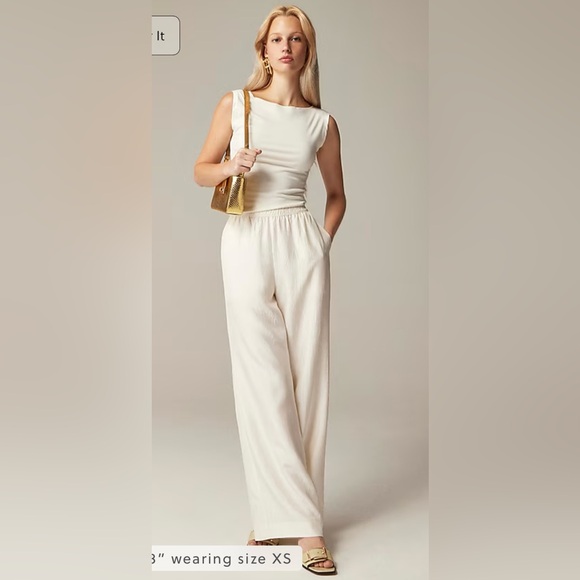 J.Crew Stratus pant in textured satin in ivory
